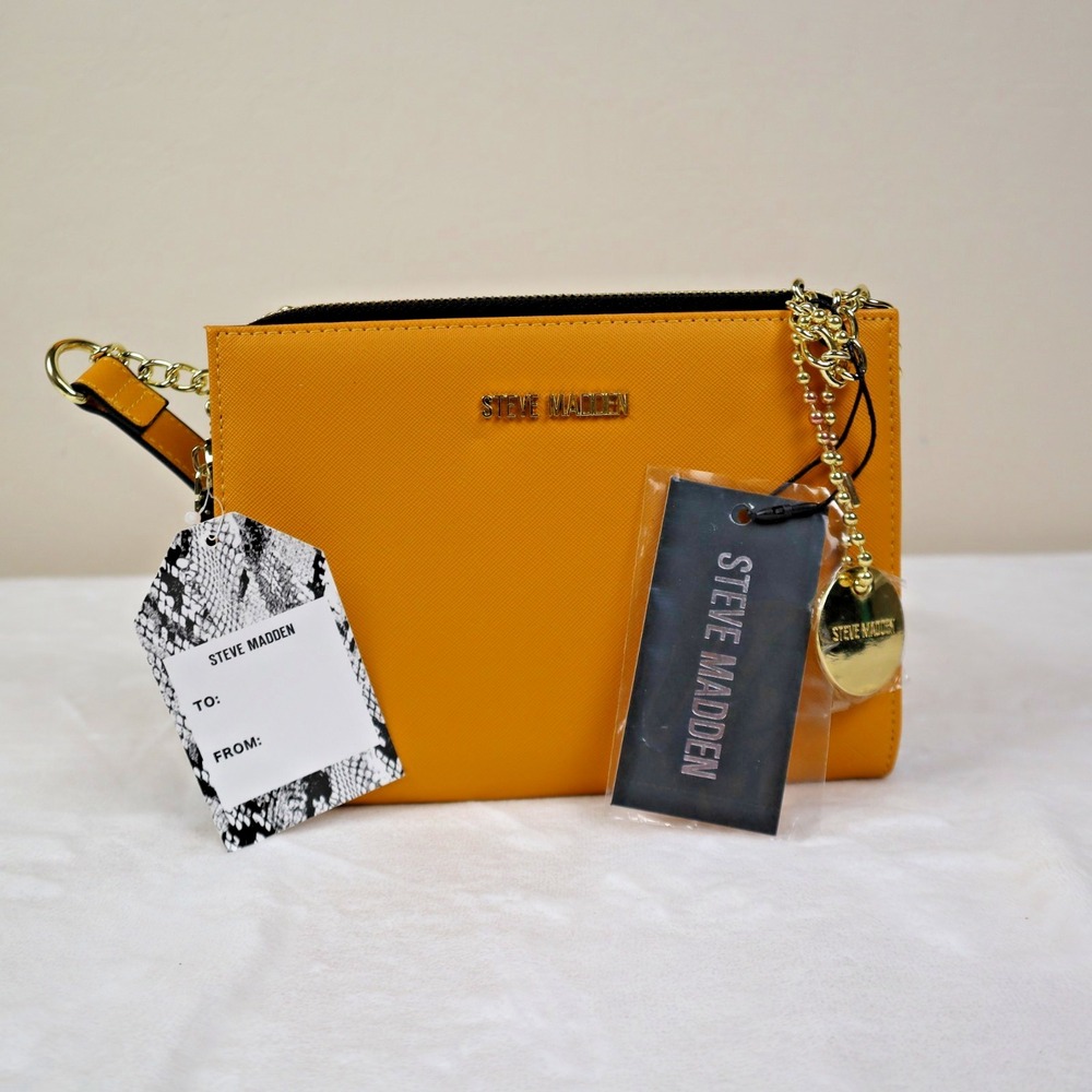 Steve Madden BGREER Wallet On String Crossbody Messenger Bag Mustard Yellow NWT